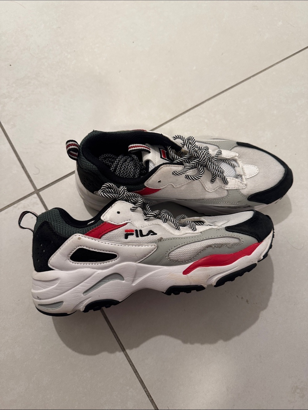 Fila Kids White, Black & Red Chunky Athletic Sneakers